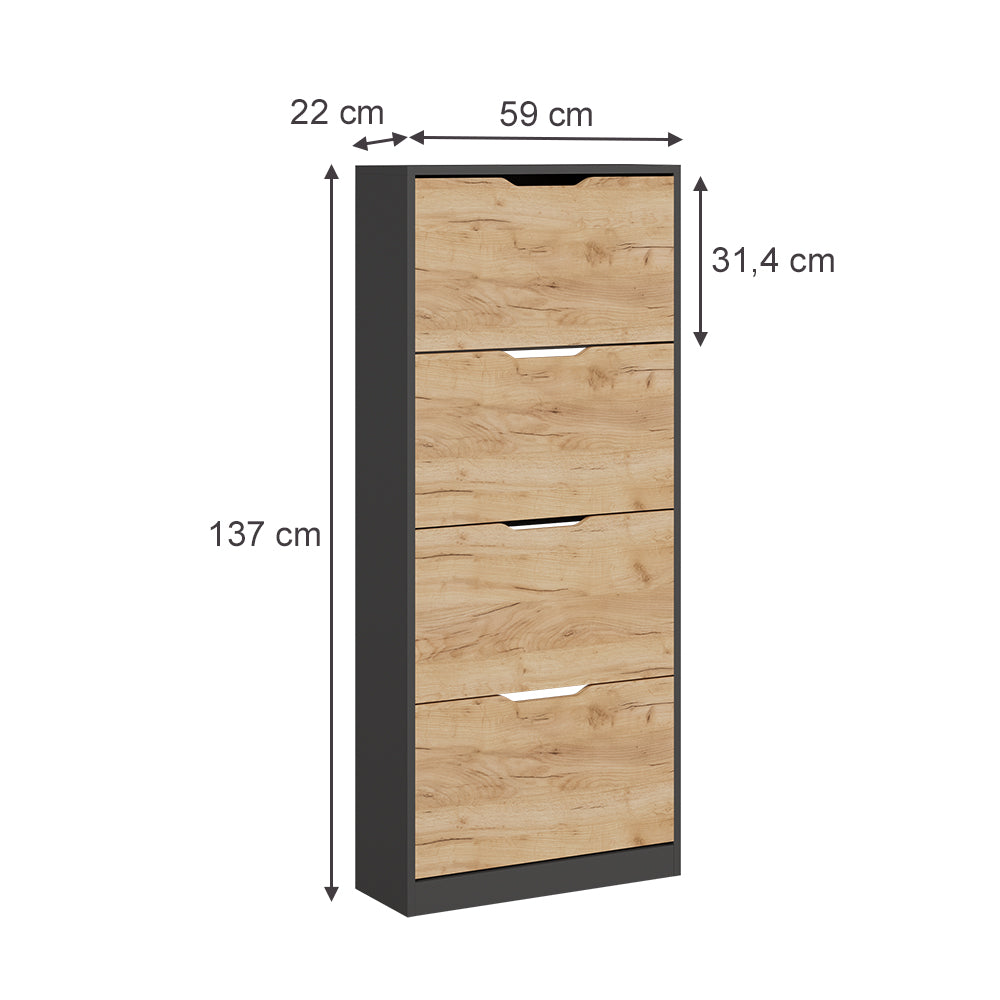 Vicco  Antracite/quercia dorata 59 x 137 cm con 4 scomparti