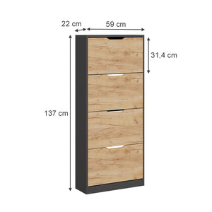 Vicco  Antracite/quercia dorata 59 x 137 cm con 4 scomparti