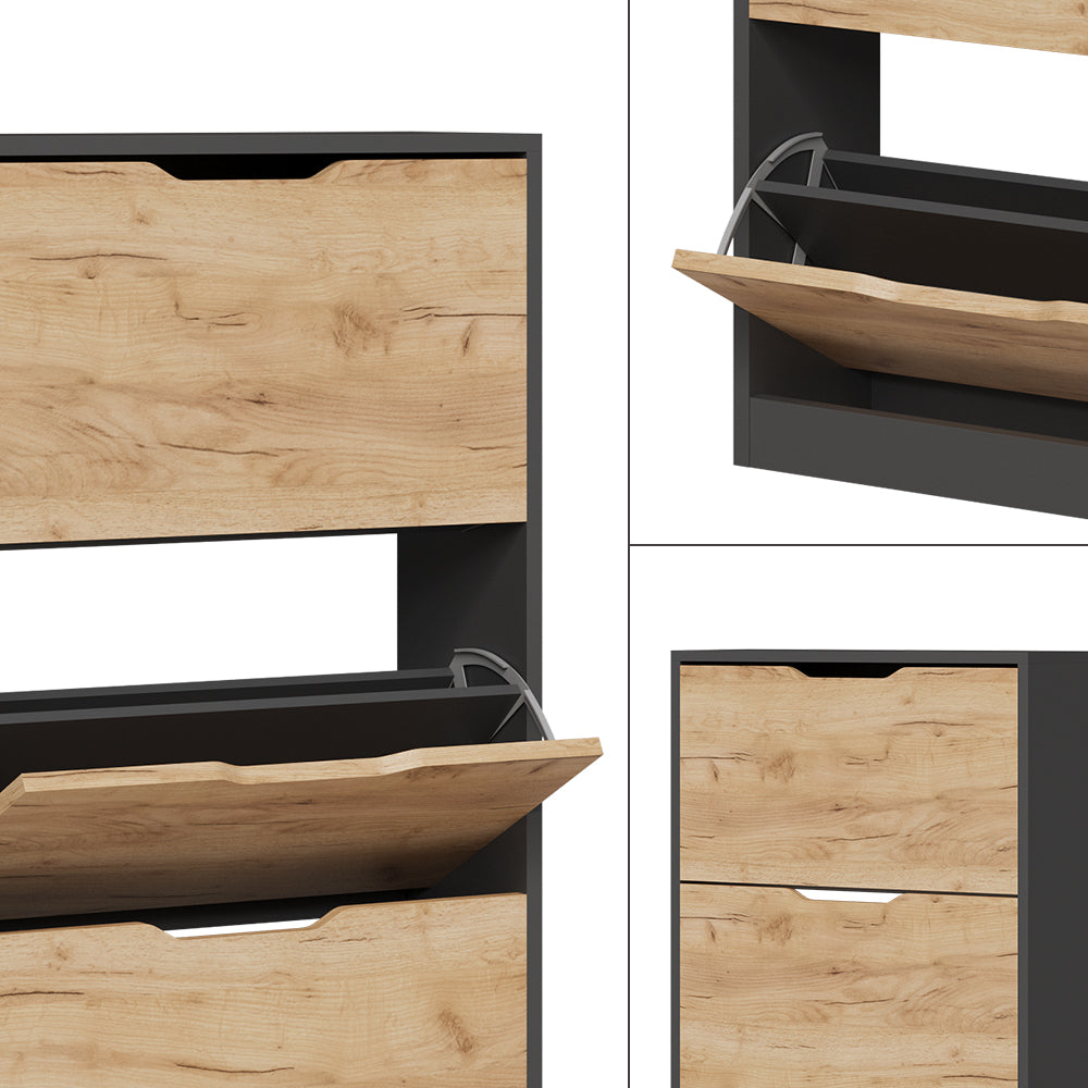 Vicco Scarpiera da ingresso Antracite/quercia dorata 22 x 169 cm con 5 scomparti