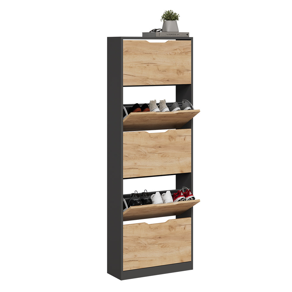 Vicco Scarpiera da ingresso Antracite/quercia dorata 22 x 169 cm con 5 scomparti