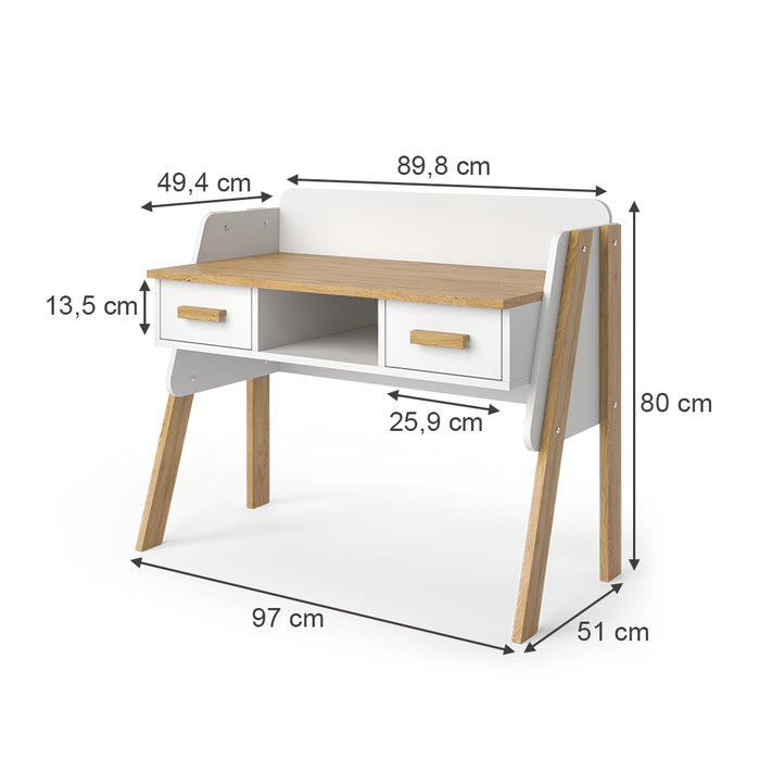 Vitalispa Scrivania Bianco/quercia 97 x 51 cm