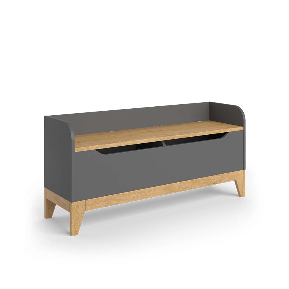Vitalispa Cassapanca per giocattoli Grigio/quercia 107.2 x 50 cm con sedile a panchina
