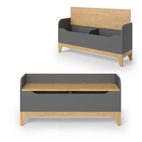 Vitalispa Cassapanca per giocattoli Grigio/quercia 107.2 x 50 cm con sedile a panchina