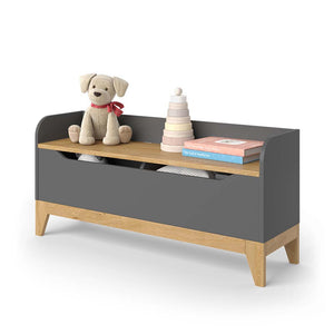 Vitalispa Cassapanca per giocattoli Grigio/quercia 107.2 x 50 cm con sedile a panchina