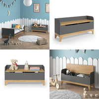 Vitalispa Cassapanca per giocattoli Grigio/quercia 107.2 x 50 cm con sedile a panchina