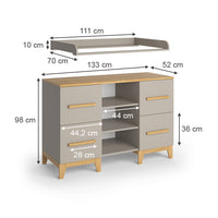 Vitalispa Fasciatoio Quercia cashmere 133 x 108 cm XL con 4 cassetti