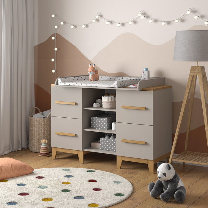 Vitalispa Fasciatoio Quercia cashmere 133 x 108 cm XL con 4 cassetti