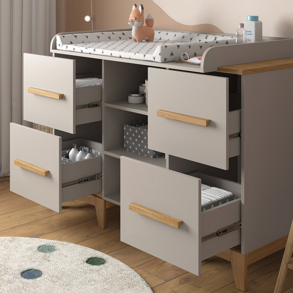 Vitalispa Fasciatoio Quercia cashmere 133 x 108 cm XL con 4 cassetti