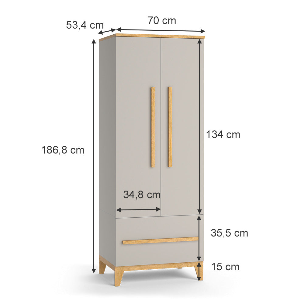 Vitalispa Armadio per bambini Quercia cashmere 70 x 186.8 cm