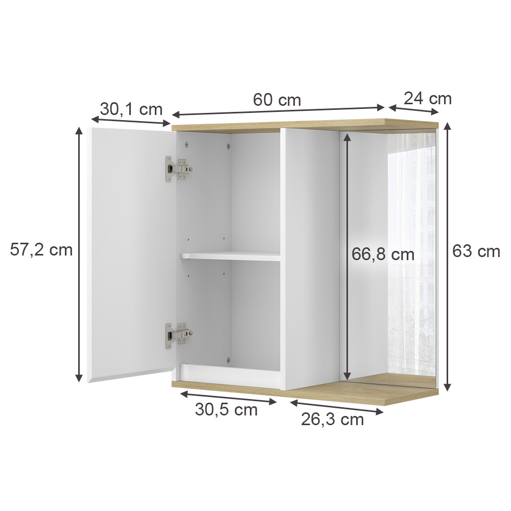 Vicco Mobile a specchio per il bagno Bianco 60 x 63 cm con specchio