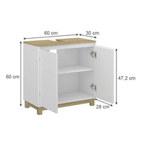 Vicco Mobiletto per lavabo Bianco 60 x 60 cm con 2 porte