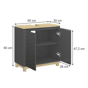 Vicco Mobiletto per lavabo Antracite 60 x 60 cm con 2 porte