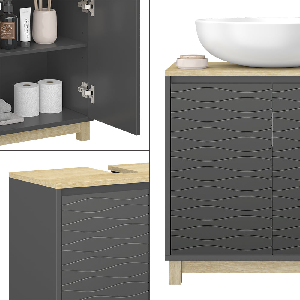 Vicco Mobiletto per lavabo Antracite 60 x 60 cm con 2 porte