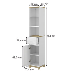 Vicco Mobili da bagno Bianco 30 x 151 cm con cassetti