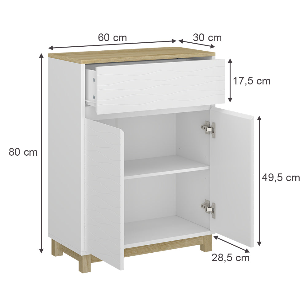 Vicco Mobile midi Bianco 60 x 80 cm con cassetto