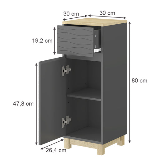 Vicco Mobile midi Antracite 30 x 80 cm con cassetto