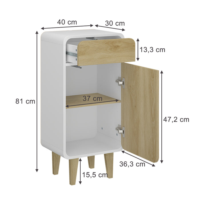 Vicco Mobile midi Bianco/quercia 40 x 81 cm