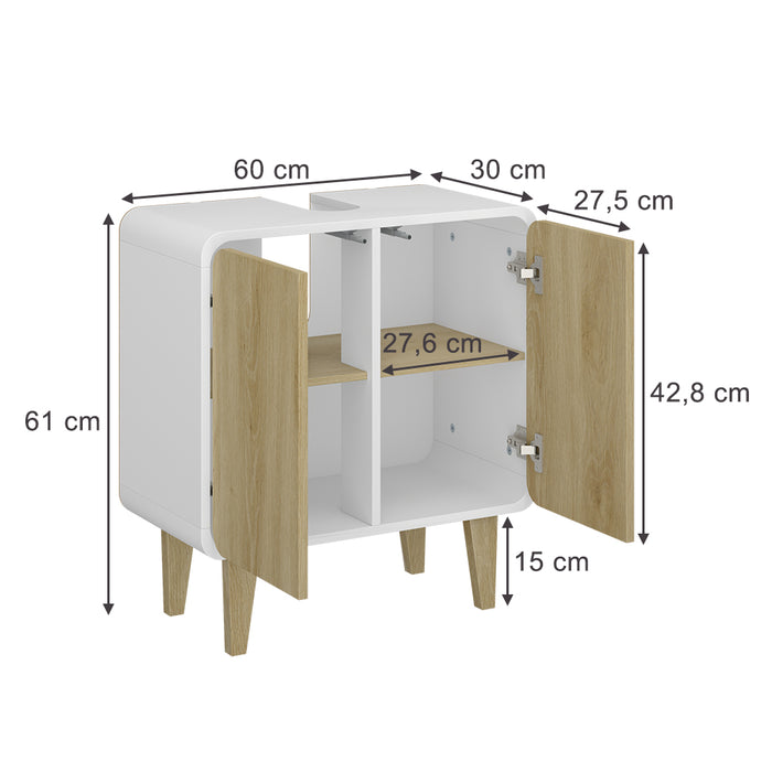 Vicco Mobiletto per lavabo Bianco/quercia 60 x 61 cm