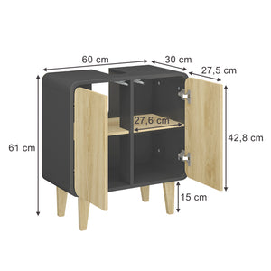 Vicco Mobiletto per lavabo Antracite/quercia dorata 60 x 61 cm