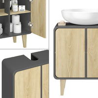 Vicco Mobiletto per lavabo Antracite/quercia dorata 60 x 61 cm