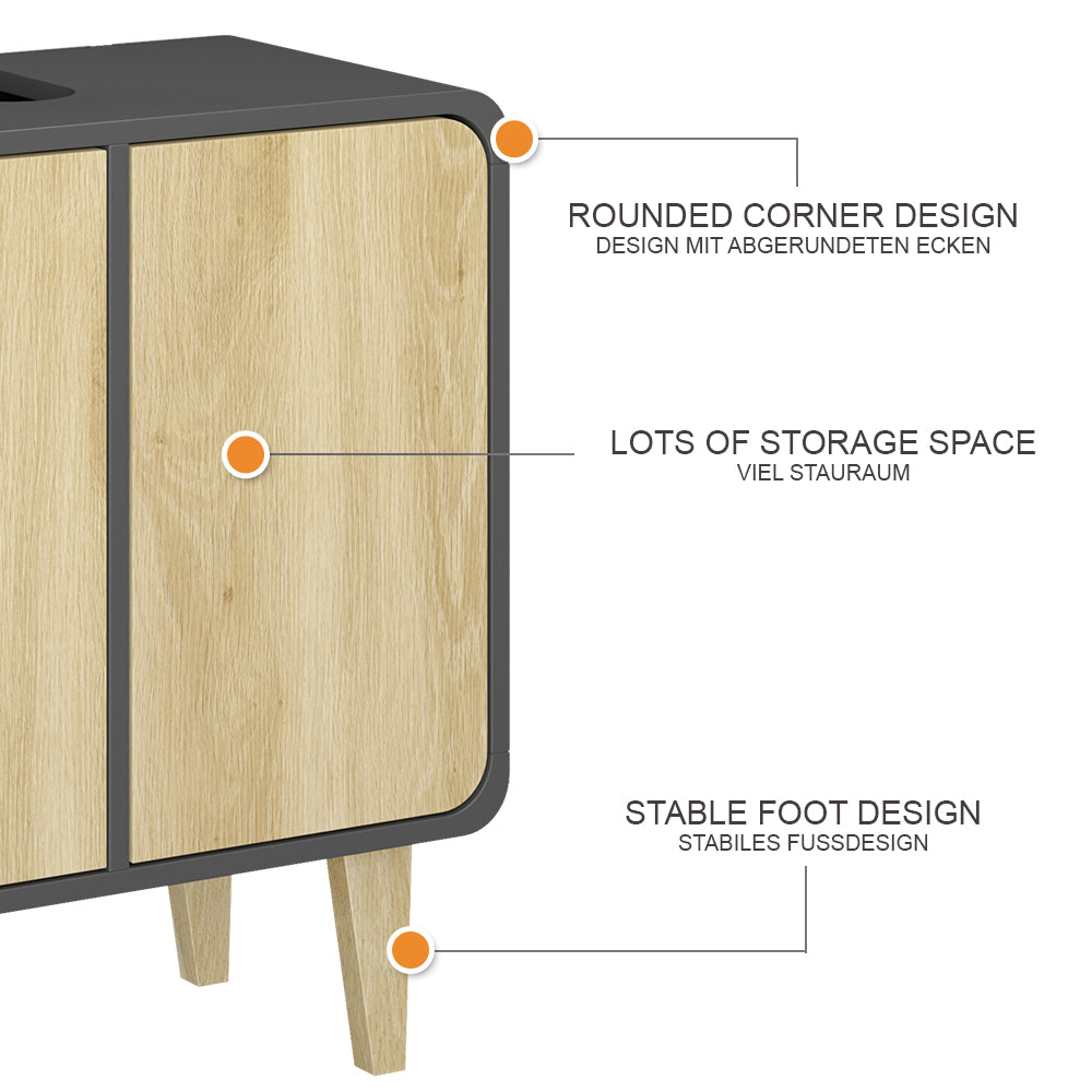 Vicco Mobiletto per lavabo Antracite/quercia dorata 60 x 61 cm