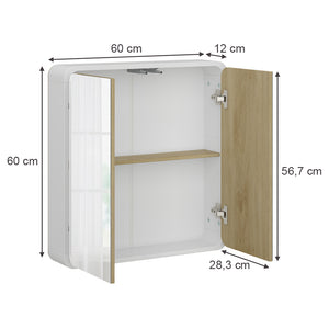 Vicco Armadio a specchio per il bagno Bianco/quercia 60 x 60 cm