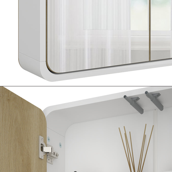Vicco Armadio a specchio per il bagno Bianco/quercia 60 x 60 cm