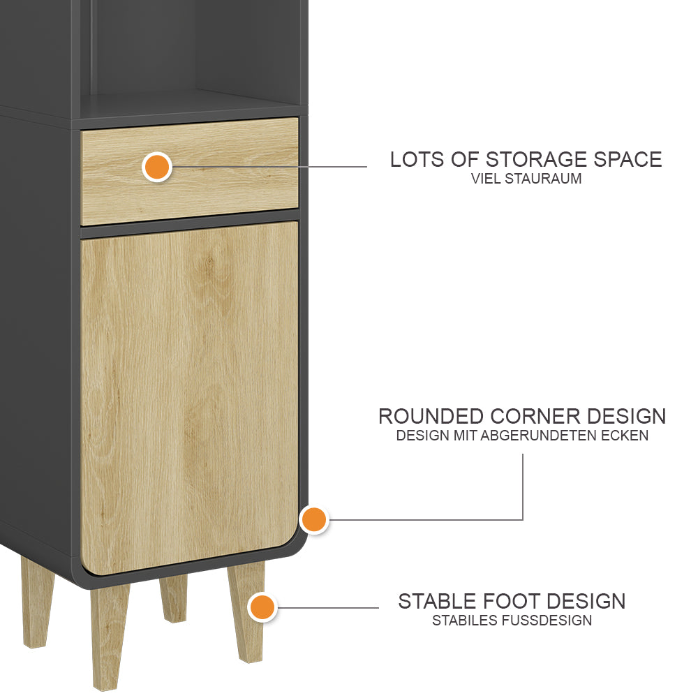 Vicco Mobili per il bagno Antracite/quercia dorata 40 x 161 cm