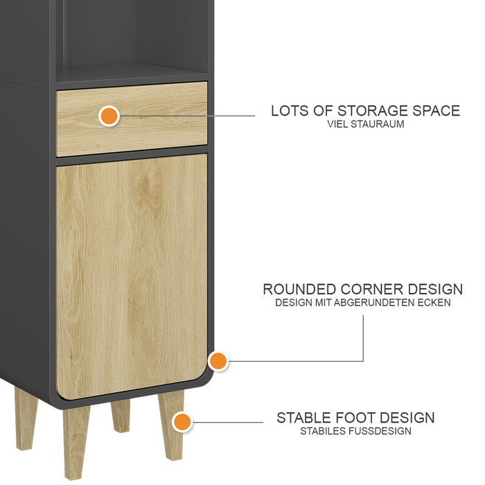 Vicco Mobili per il bagno Antracite/quercia dorata 40 x 161 cm