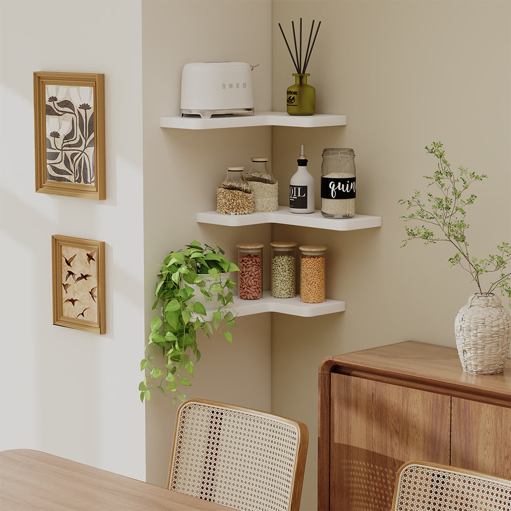 Vicco Scaffale ad angolo Bianco 40.5 x 2.5 cm Set di 3