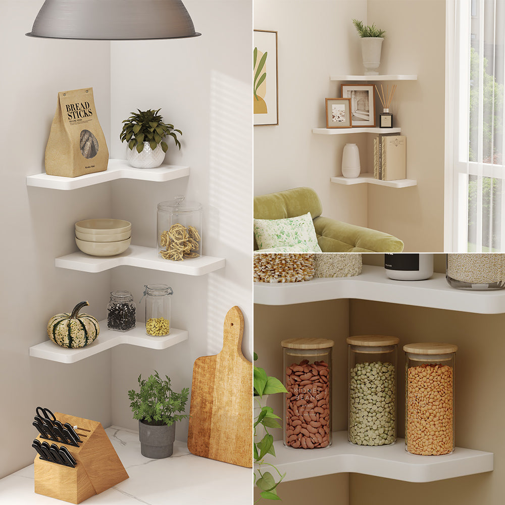 Vicco Scaffale ad angolo Bianco 40.5 x 2.5 cm Set di 3