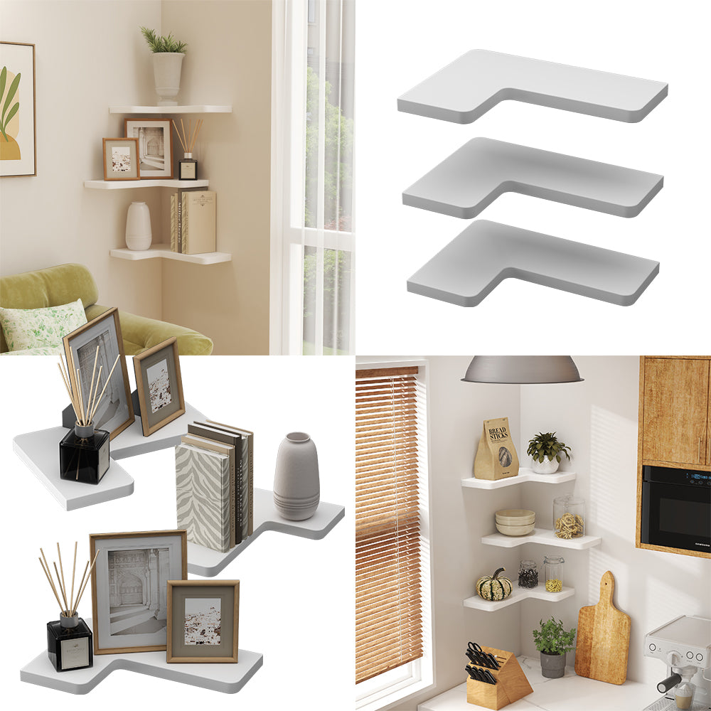 Vicco Scaffale ad angolo Bianco 40.5 x 2.5 cm Set di 3