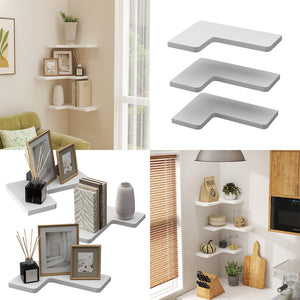 Vicco Scaffale ad angolo Bianco 40.5 x 2.5 cm Set di 3