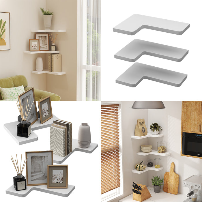 Vicco Scaffale ad angolo Bianco 40.5 x 2.5 cm Set di 3