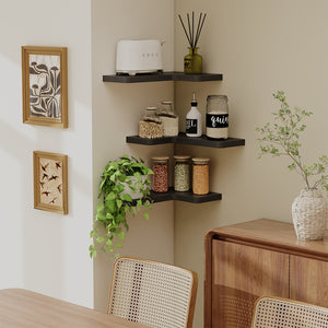 Vicco Scaffale ad angolo Nero 40.5 x 2.5 cm Set di 3