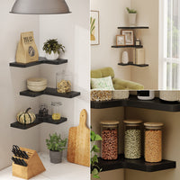 Vicco Scaffale ad angolo Nero 40.5 x 2.5 cm Set di 3