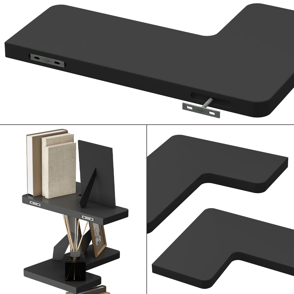 Vicco Scaffale ad angolo Nero 40.5 x 2.5 cm Set di 3