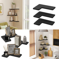 Vicco Scaffale ad angolo Nero 40.5 x 2.5 cm Set di 3