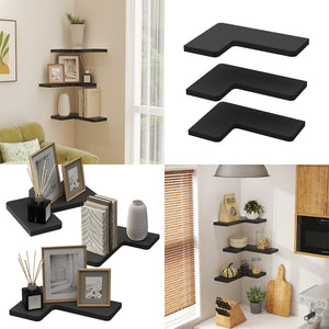 Vicco Scaffale ad angolo Nero 40.5 x 2.5 cm Set di 3