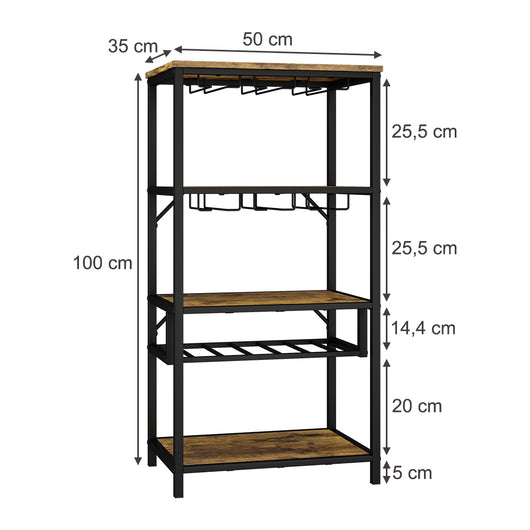 Vicco Portavino Rovere rustico con portabicchieri