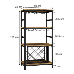 Vicco Portabottiglie Rovere rustico 50 x 100 cm con portabicchieri