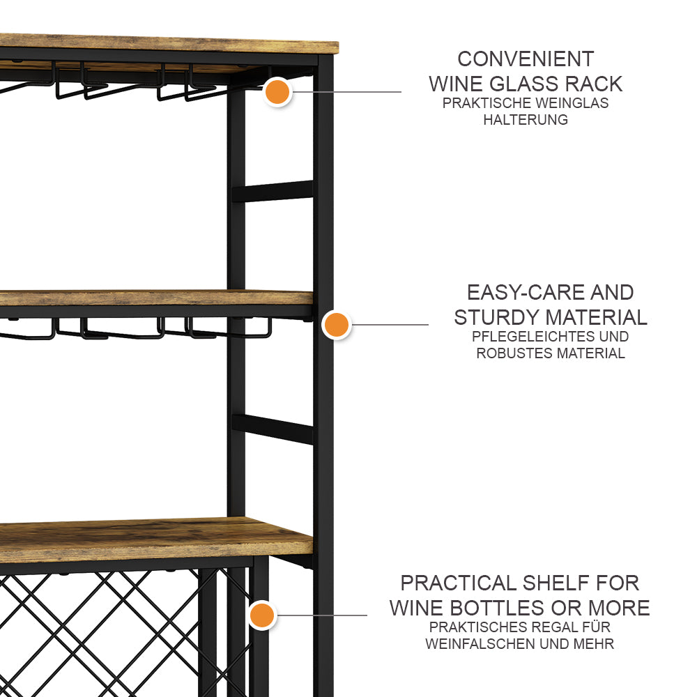 Vicco Portabottiglie Rovere rustico 50 x 100 cm con portabicchieri