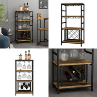 Vicco Portabottiglie Rovere rustico 50 x 100 cm con portabicchieri