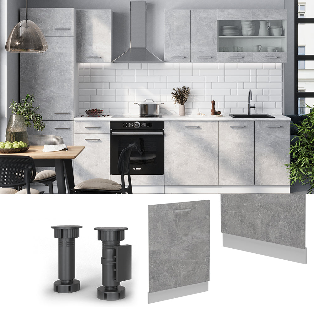 Vicco Coperchio per lavastoviglie Calcestruzzo 60 cm senza piano di lavoro