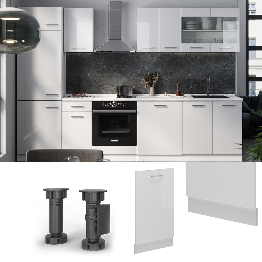 Vicco Coperchio per lavastoviglie Bianco lucido 45 cm , PL Rovere