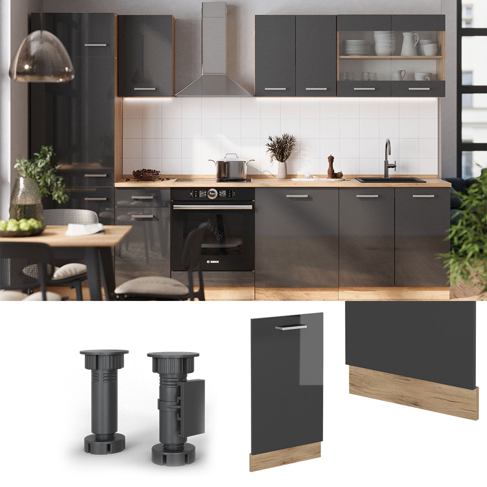 Vicco Coperchio per lavastoviglie Antracite lucido 45 cm senza piano di lavoro