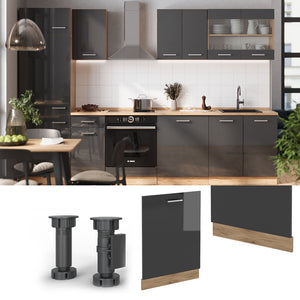 Vicco Coperchio per lavastoviglie Antracite lucido 60 cm , PL Rovere