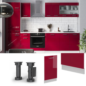 Vicco Pannello frontale della lavastoviglie Rosso lucido 45 cm , PL Antracite