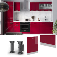 Vicco Pannello frontale della lavastoviglie Rosso lucido 60 cm , PL Rovere