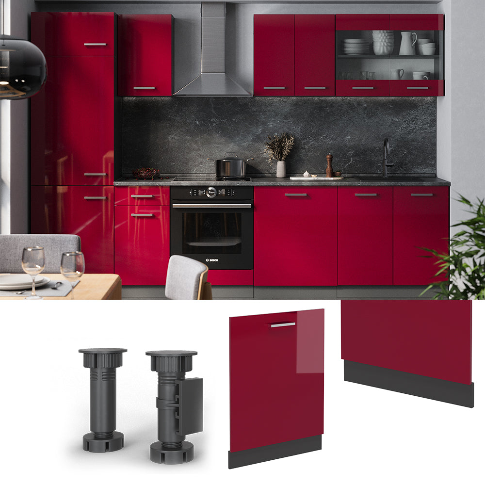 Vicco Pannello frontale della lavastoviglie Rosso lucido 60 cm , PL Antracite